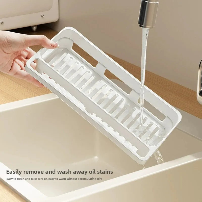 organisateur évier blanc moderne trappe récupération éponge bouteille doseuse brosse liquide vaisselle