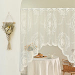 rideau fenêtre blanc motif floral polyester cuisine classique romantique translucent 150x100cm