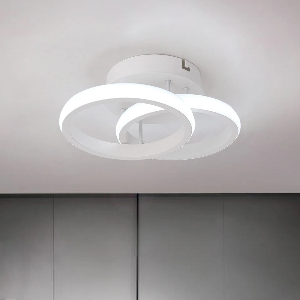 lampe moderne ruban led blanc noir circulaire anneaux superposés suction sécurité