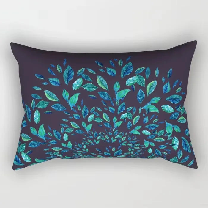 coussin rectangulaire décoratif motif feuilles tropicales fleurs papillons moderne chambre salon maison 30x50cm