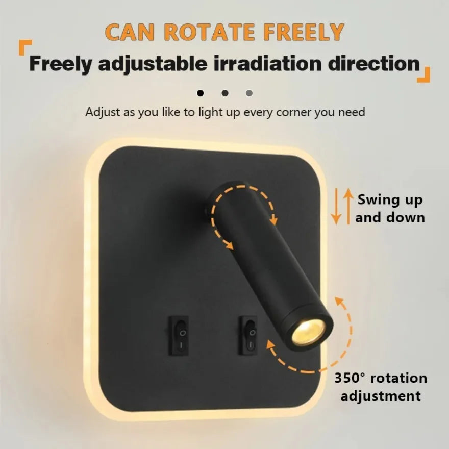 lampe murale led orientable prise usb moderne chambre cuisine entree