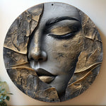 décoration murale art abstrait portrait féminin effet texturé aluminium noir gris doré