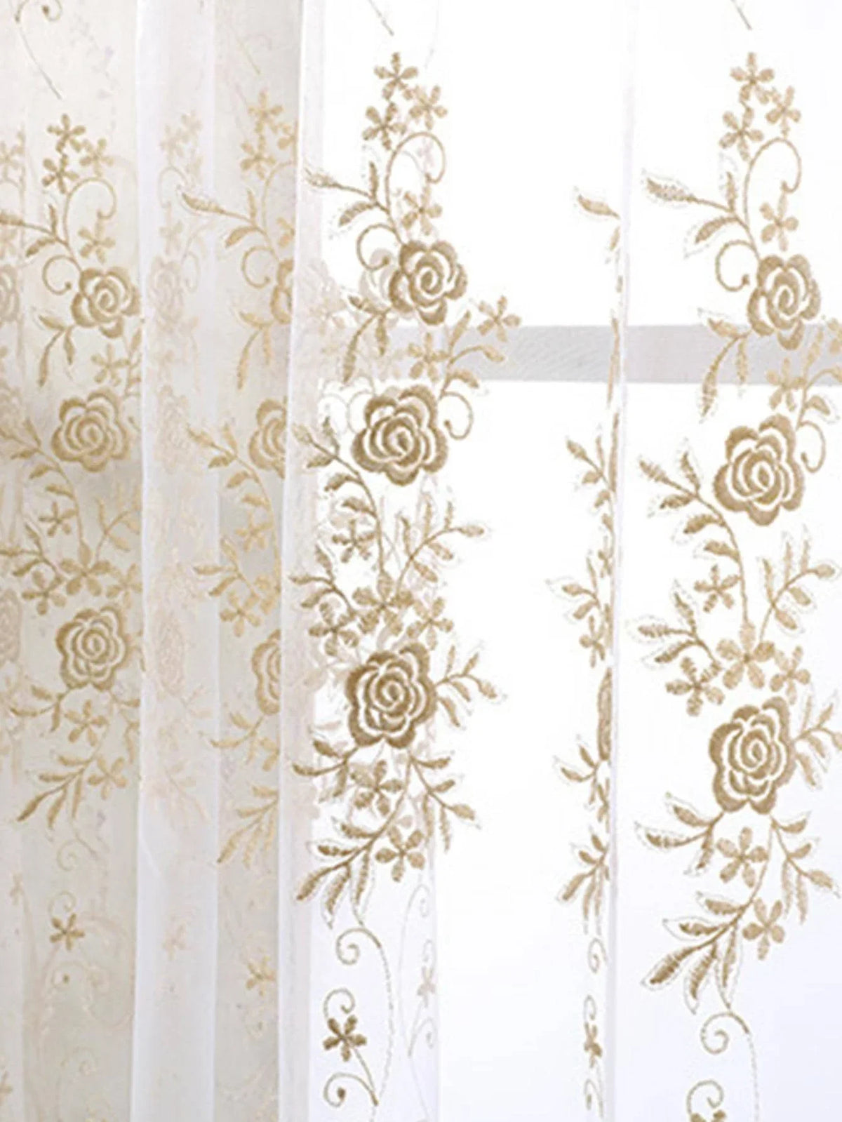 rideau blanc floral transparent classique chambre polyester nouveau classique