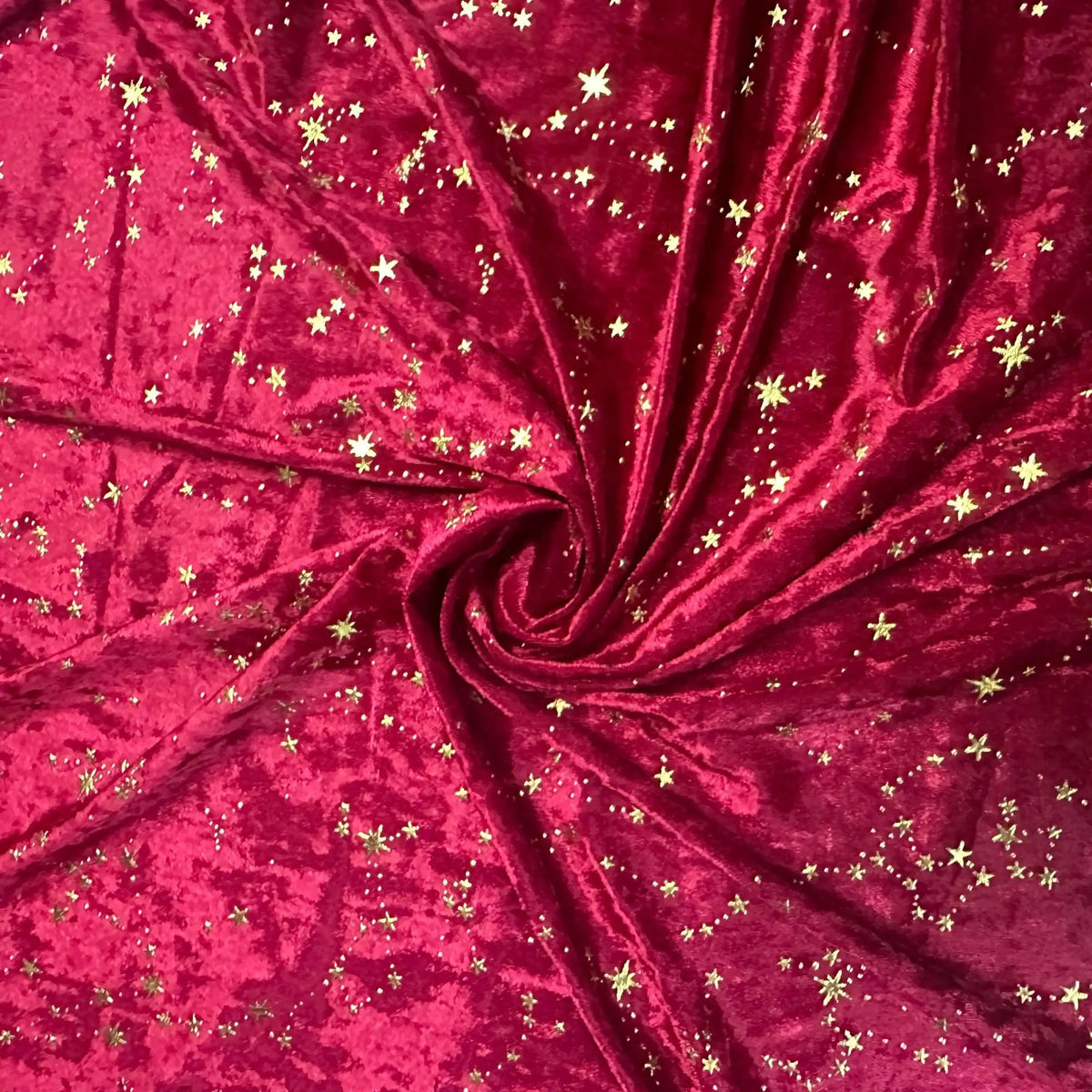 tissu velours étoiles dorées polyester confortable rouge violet bleu noir