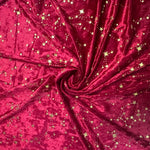 tissu velours étoiles dorées polyester confortable rouge violet bleu noir