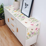 nappe lin imprimée fleurs papillons décoration intérieure été maison serviettes assiettes verres