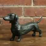 ornement animalier statue chien noir texturé deco extérieure aspect patine 11cm 18cm