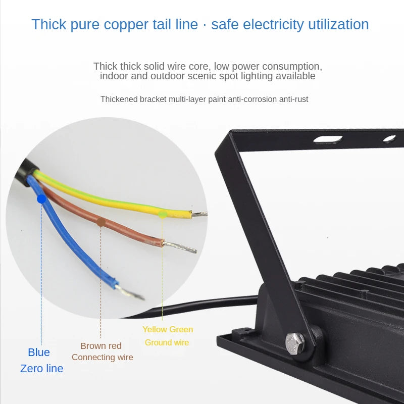 projecteur led extérieur industriel moderne 10w 20w 30w 50w 100w 220v led noire verre