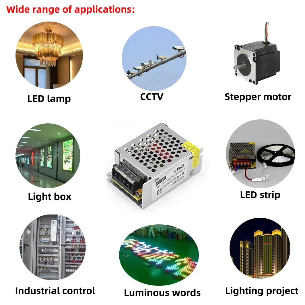 transformateur électrique 12v 24v 5v 120v 240v alimentation 15w 24w 60w câble noir blanc