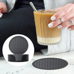 coasters acrylique noirs bleu marine modernes texture points 10cm 5cm pack pièces rangement