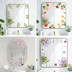 miroir adhésif moderne fleurs tulipes roses pivoines feuilles branches noir doré blanc