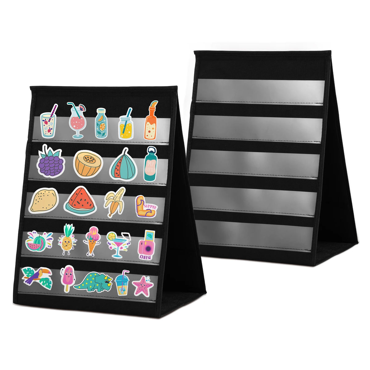 porte stickers pliable noir moderne stickers autocollants pvc transparent compartiments organisation événementnels affichages