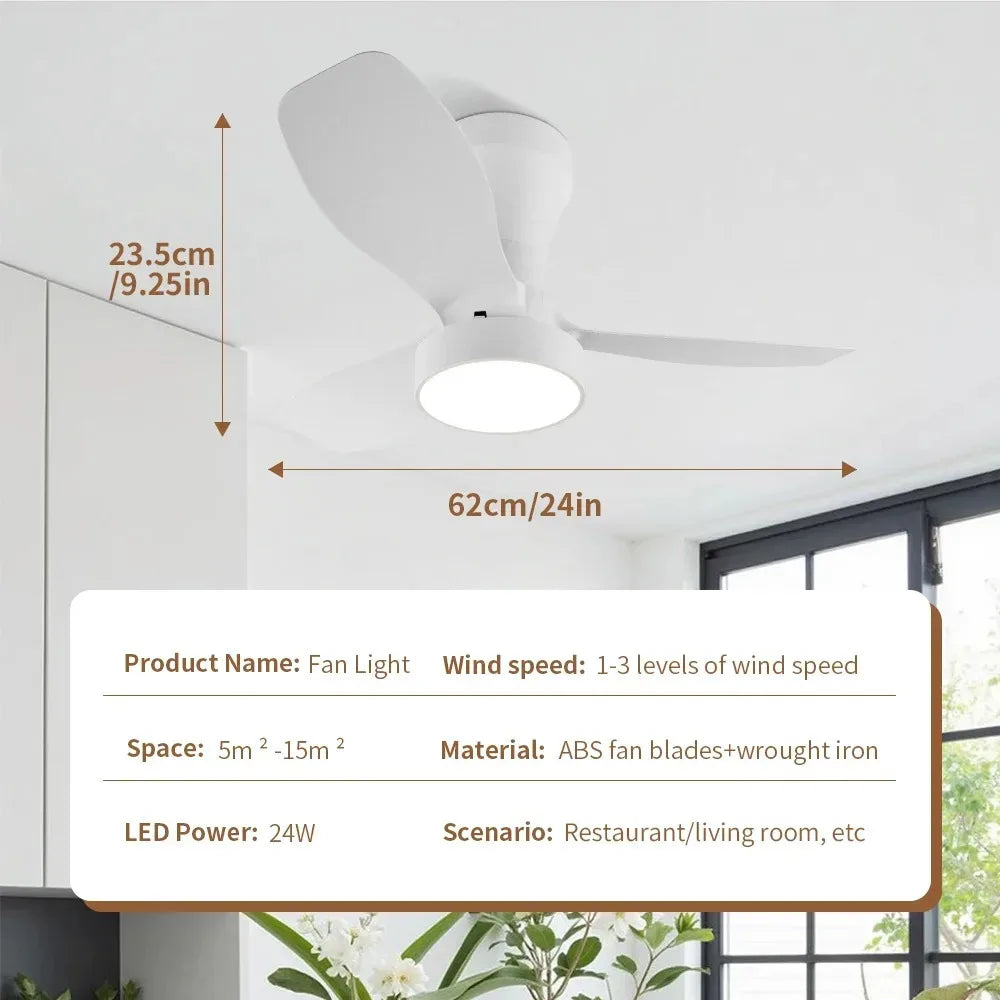 ventilateur led moderne télécommande lumière grain bois couleurs blanc marron minimaliste