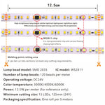 ruban led flexible blanc moderne 120 led mètre ic ws2811 smd 2835 24v