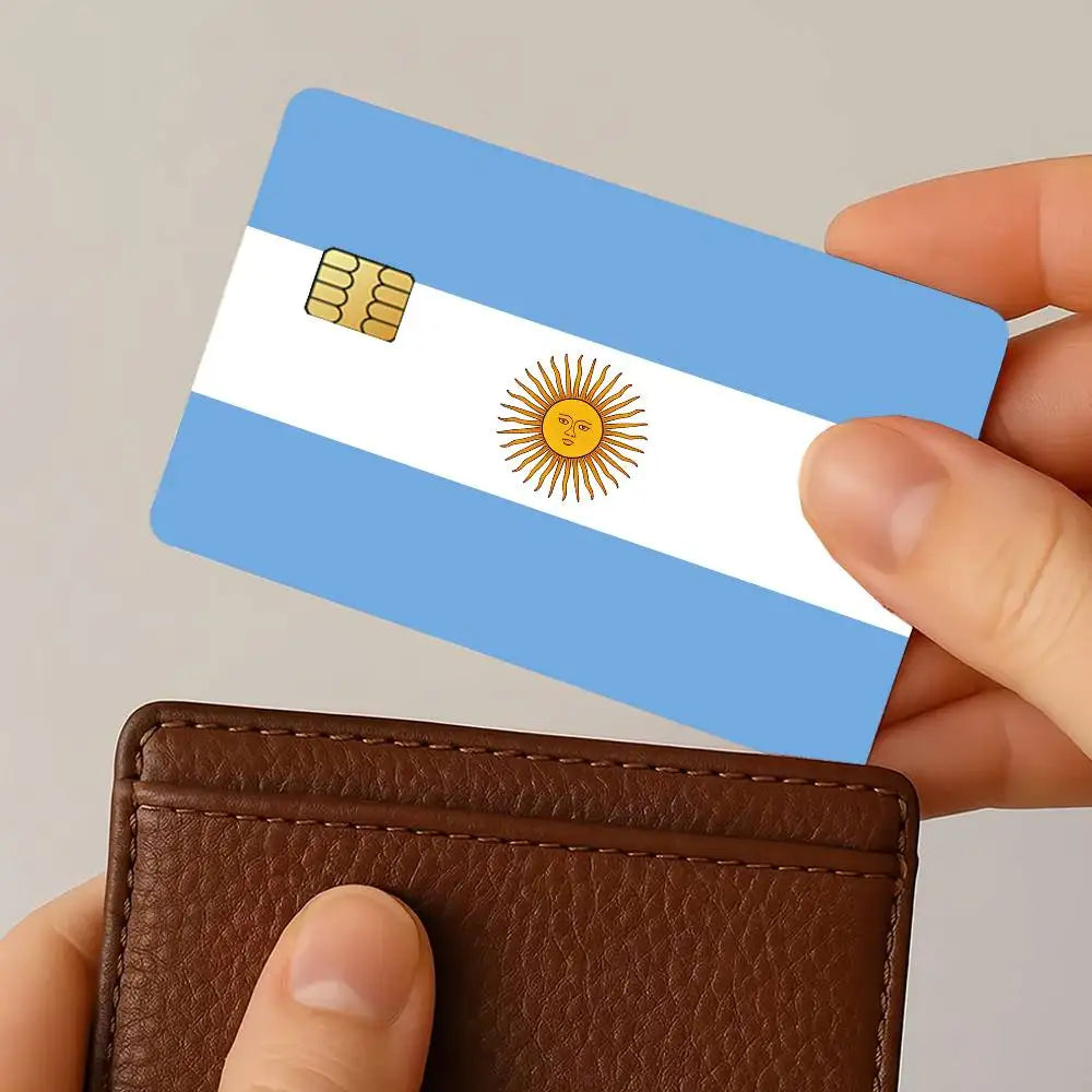 autocollants adhésifs drapeau argentin soleil doré carte crédit bleu blanc anti rayures pièces opaques