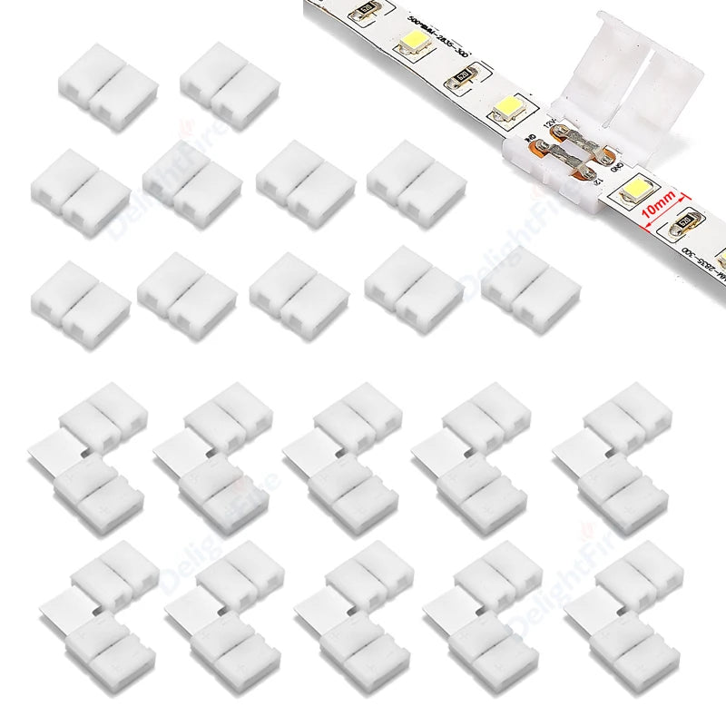 connecteurs ruban led blanc lisse 24v pvc moderne clips 100mm 10 pièces
