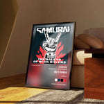 affiche moderne samouraï cyberpunk noir rouge blanche gris graphique abstraite deco mur chambre