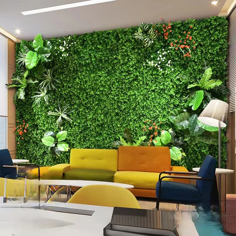 plantes artificielles murales herbe feuilles fleurs roses modernes extérieures festiveDecoration