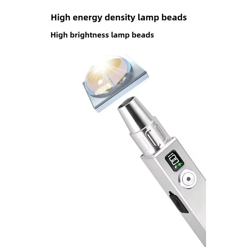 lampe torche uv 365nm jade identification argentée moderne boutons métalliques rechargeable type