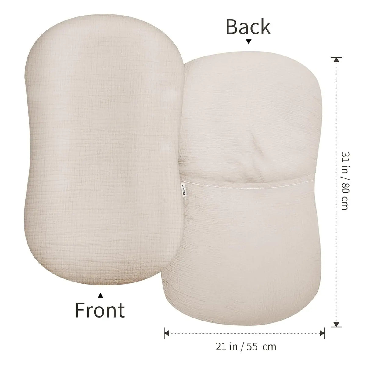 coussin bébé coton texture moderne beige clair doux respirant poignée 80x55cm