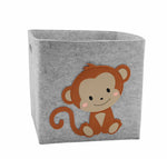 boîte rangement tissu felt pliable animaux motif gris clair enfant jouets vêtements poignées