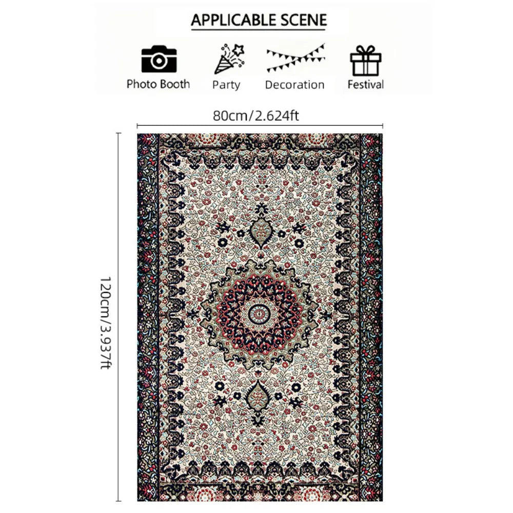 tapis prière islamique ornements géométriques motifs floraux calligraphie arabe polyester antidérapant voyage intérieur