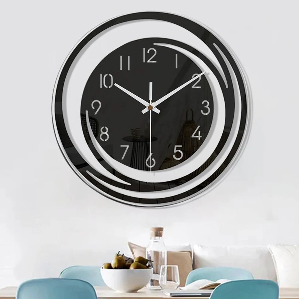 horloge murale moderne acrylique noire aiguilles numeros abstrait salon chambre coucher