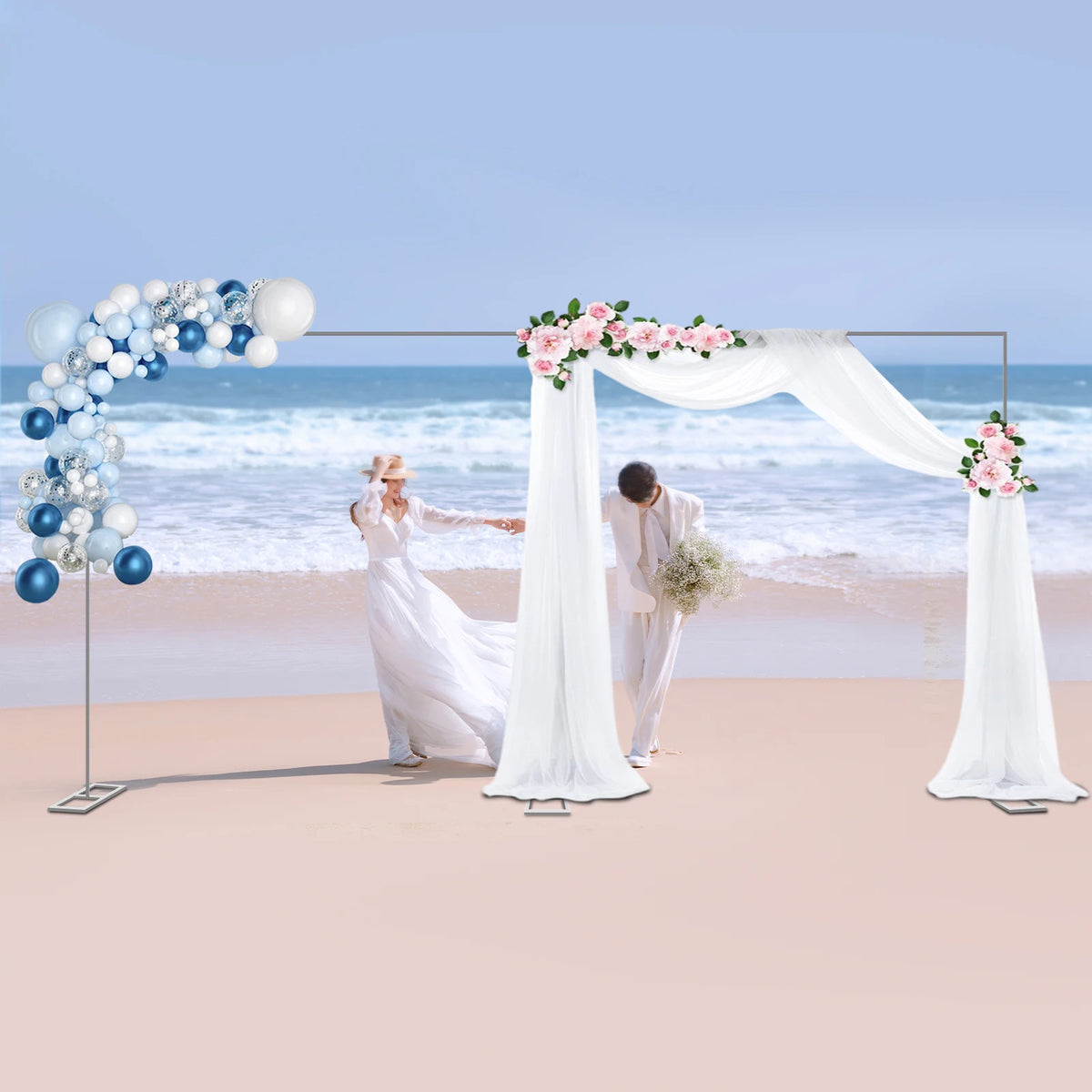 structure cadre mariage argenté moderne plaque carrée 3x6m lisse opacité