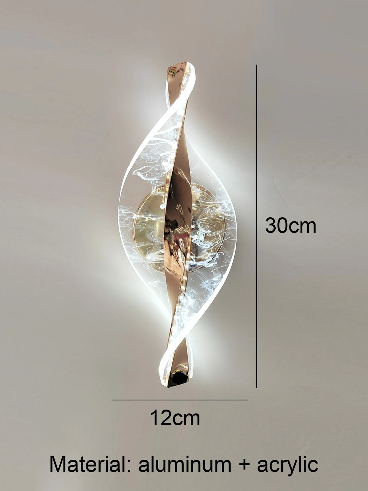 applique murale led moderne or brillante élégante chambre cuisine ondulé éclairage ambiant fixée mur