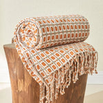 couverture tricotée acrylique motif géométrique moderne portable hiver été orange gris blanc