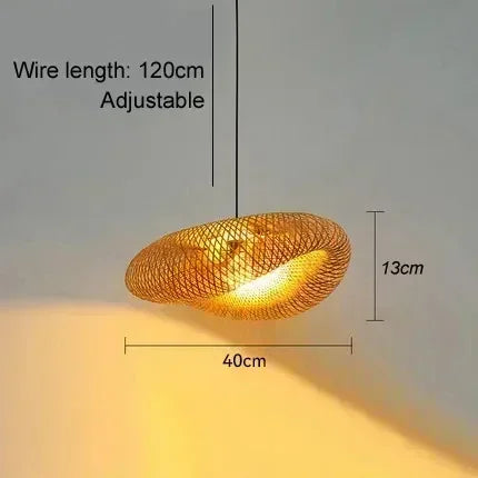 lampe suspendue tressée bambou moderne naturelle chaîne noire salon chambre vintage éclairage bois artisanal
