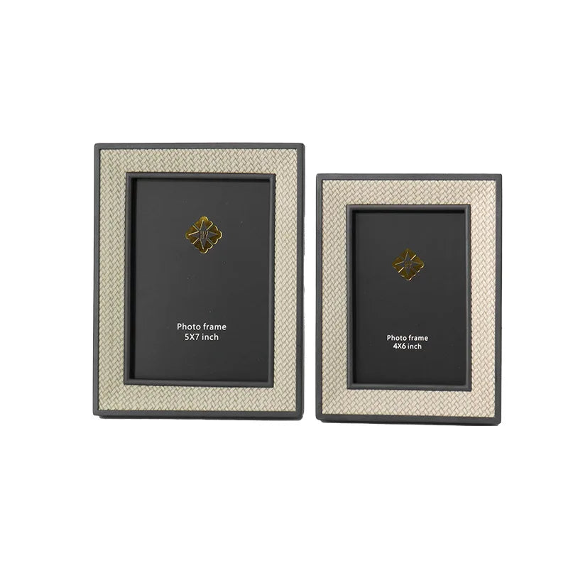 cadre photo cuir tissé gris beige classique 5x7 4x6 3x7 inch adhésif doré