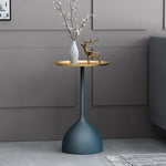table basse moderne or bleu marine minimaliste plateau rond base originale 38.5x61x28
