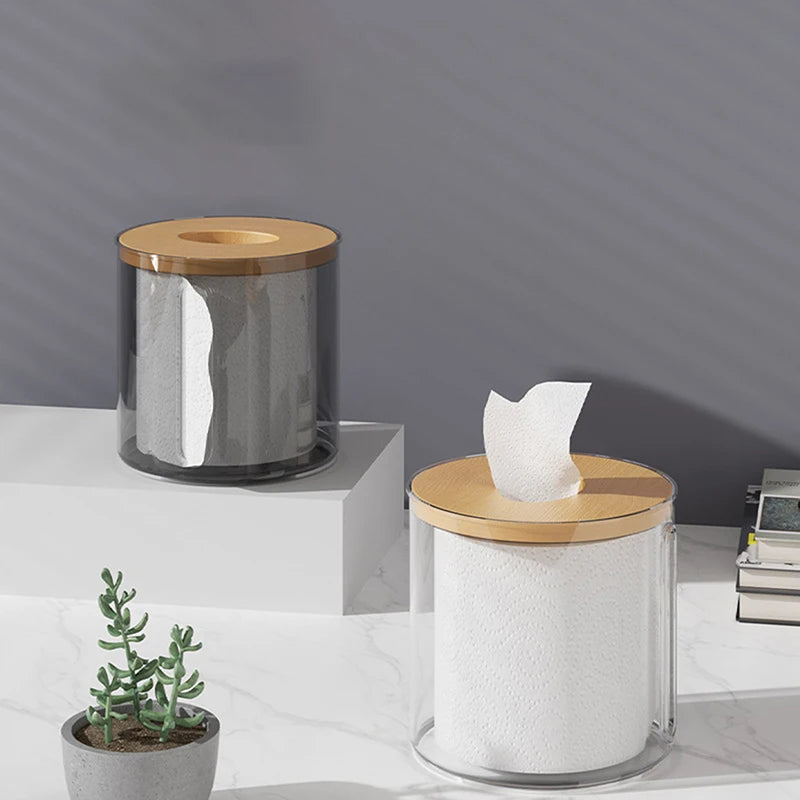 boîte mouchoirs moderne plastique transparent texture bois papier toilette élégant rangement salon