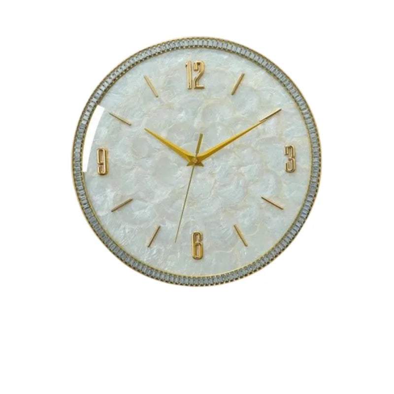 horloge murale moderne simple décoration intérieure visage unique opale naturelle fixation blanc marbré