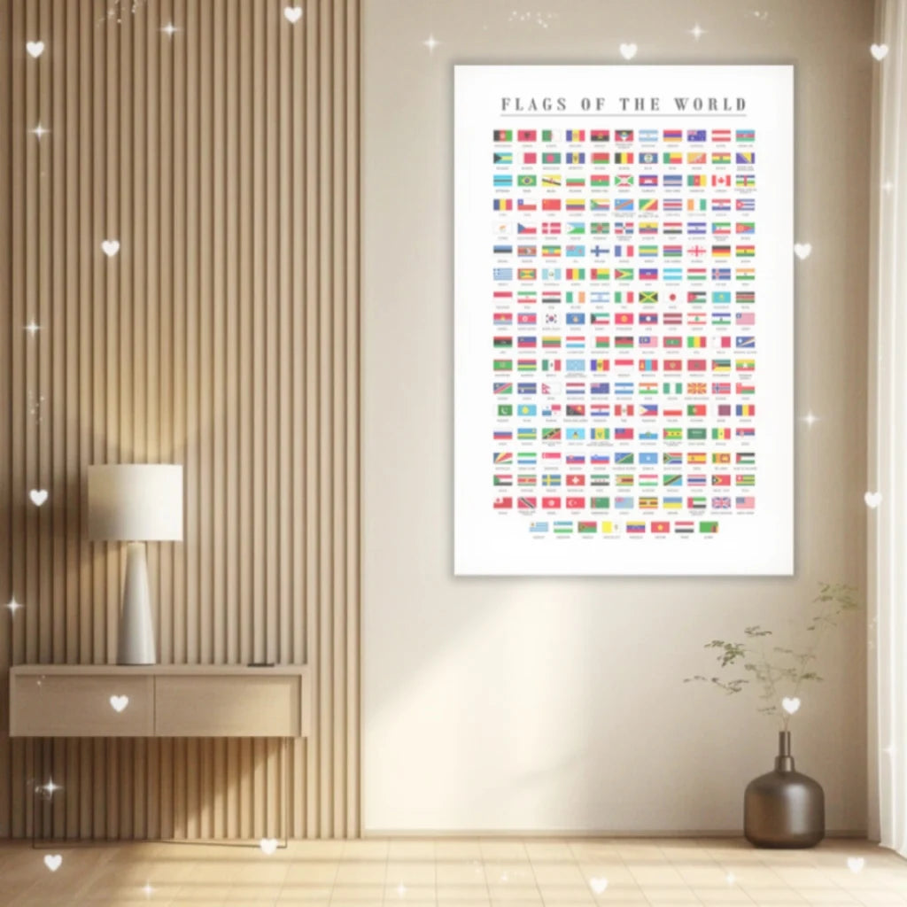 affiche drapeaux monde moderne sans cadre toile multicolore internationale décoration murale chambre salonécole bibliothèque