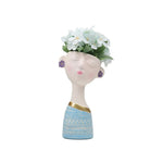 vase decoratif moderne buste feminin motif geometrique texturé fleurs artificielles blanc rouge