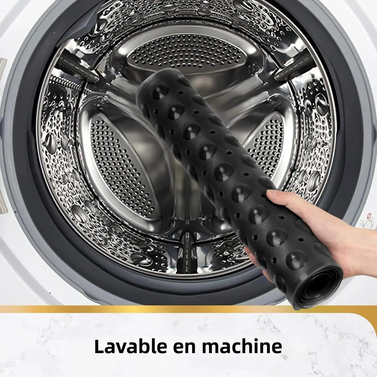tapis bain antidérapant noir texturé surface ventouses 40x101cm moderne salle bain