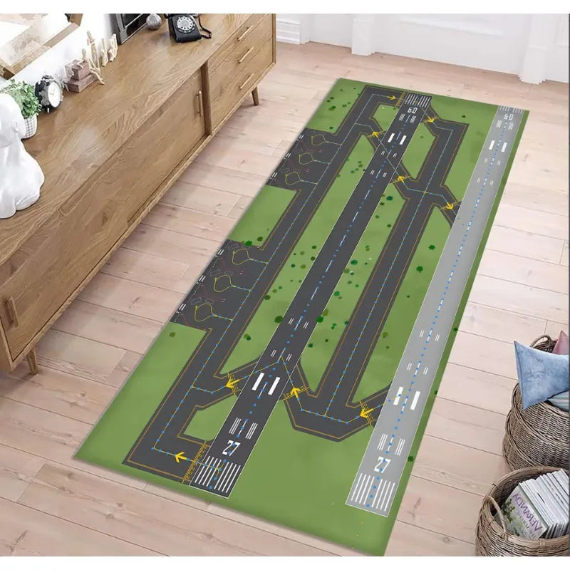 tapis vert motif course auto décoration enfant salon moderne polypropylène polyester
