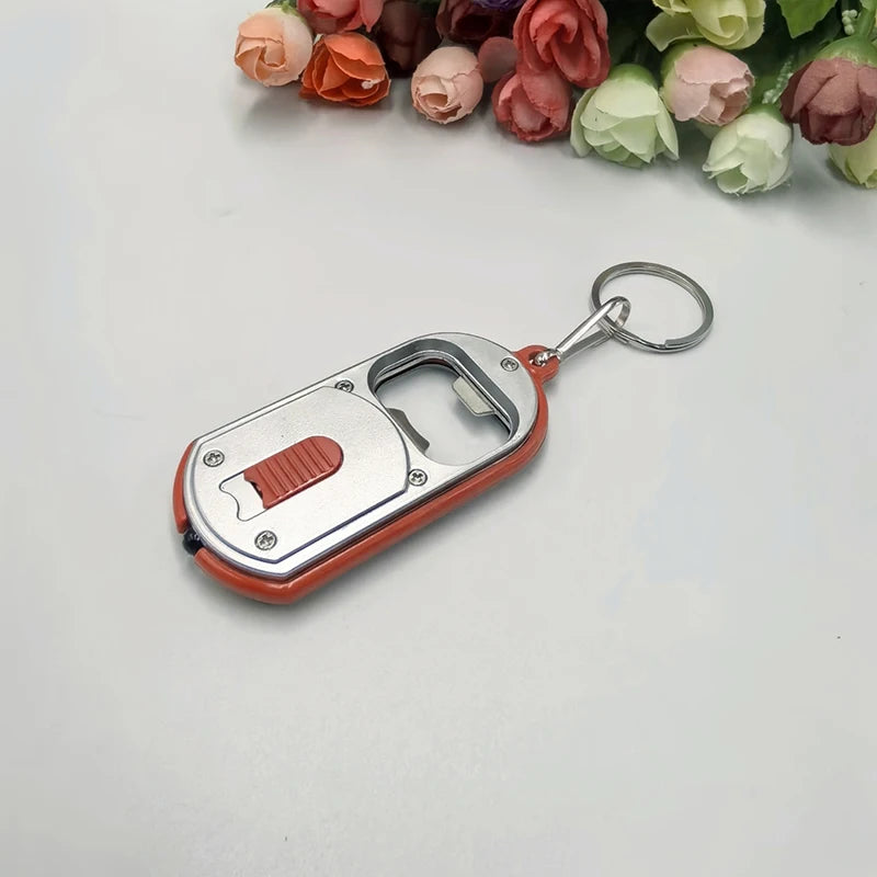 porte clés ouvre bouteille led mini lampe torche clé anneau noir bleu vert rouge