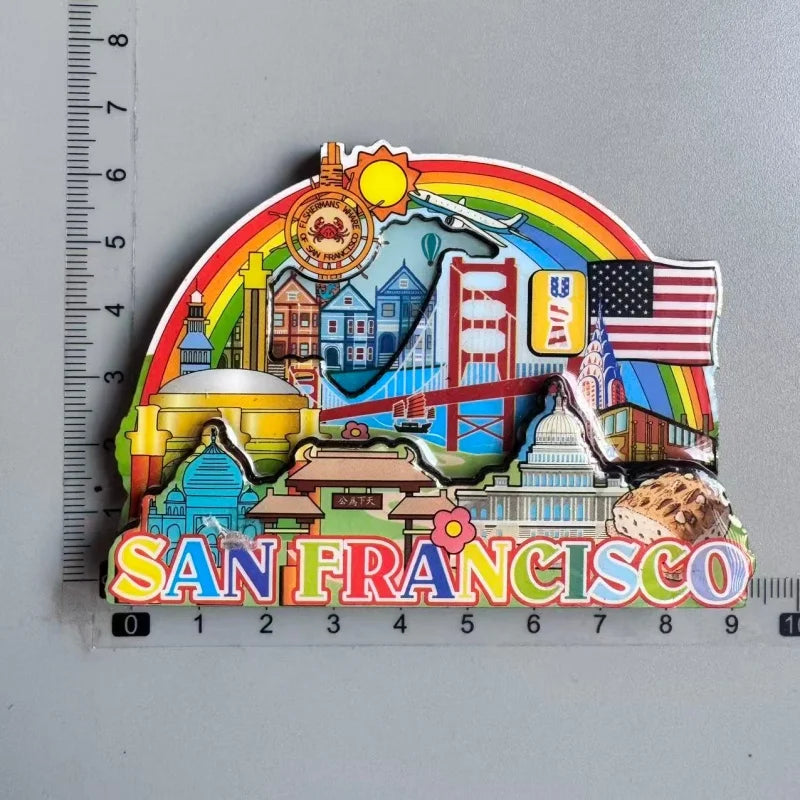 aimant réfrigérateur décoration voyage monuments américains villes californie souvenir magnetique pvc souple graphique
