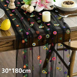 table chevet brodée fleurs transparente couleur blanc jaune vert rose bleu festive anniversaire mariage