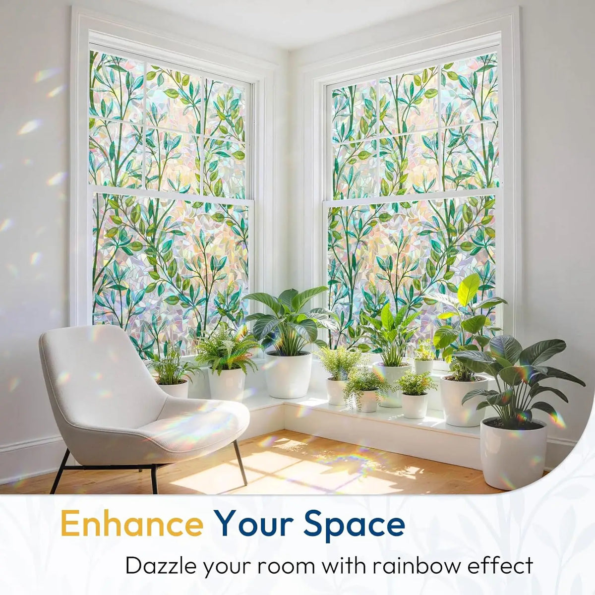 film fenêtre adhésif feuilles vertes moderne décoration protection uv isolation thermique explosion transparent vert