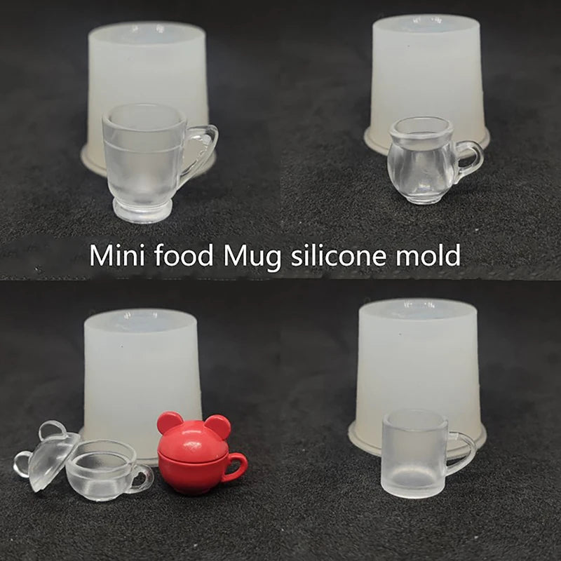 miniatures tasses silicone transparentes blanches rouges accessoires décoration maison poupée simples modernes