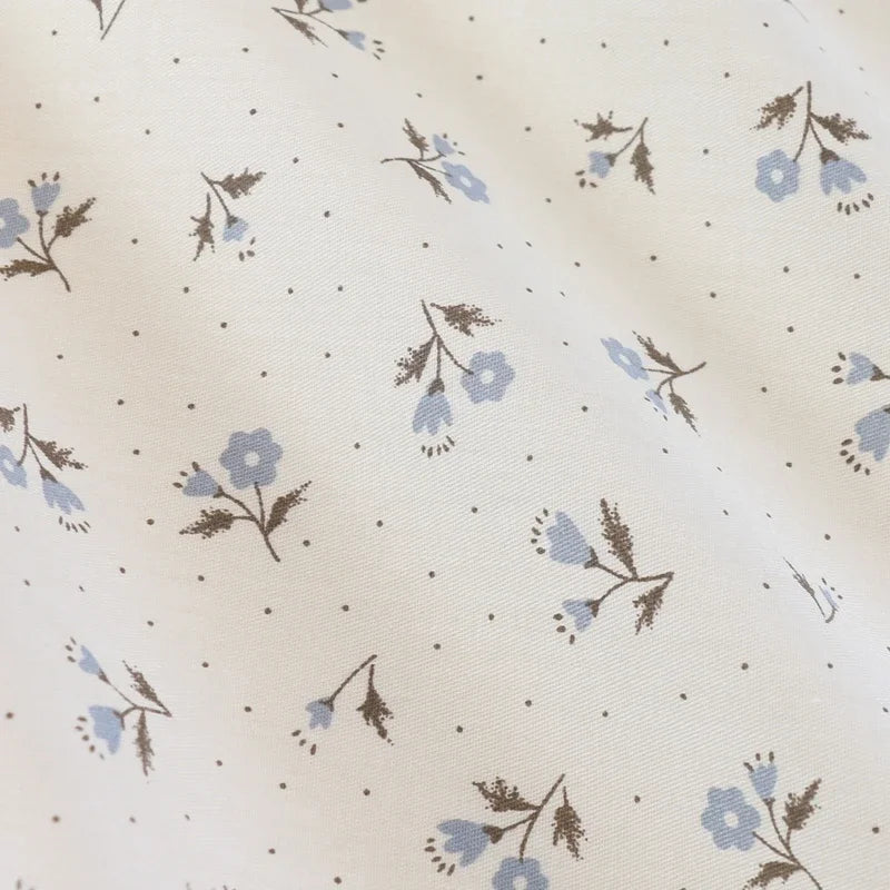 tissu coton imprimé floral bleu gris rose literie maison bricolage popeline sergé 235cm opaque