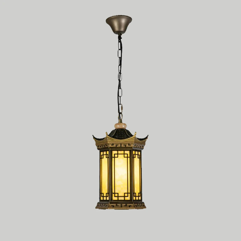 lampe suspendue vintage doré rétro salon chambre étanche aluminium éclairage géométrique oriental