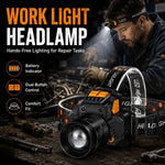 lampe frontale led noire moderne zoom clip rechargeable usb