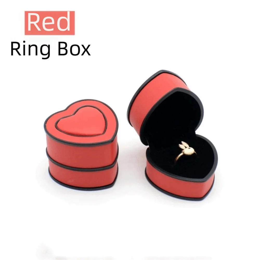 boîtes bijoux coeurs velours blanc noir rouge élégantes portables rangement cadeaux domestiques