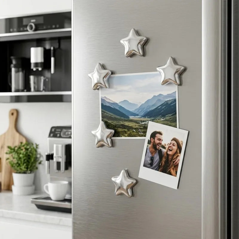 aimants étoiles argentés modernes support photo notes tableau blanc fixations murales DIY