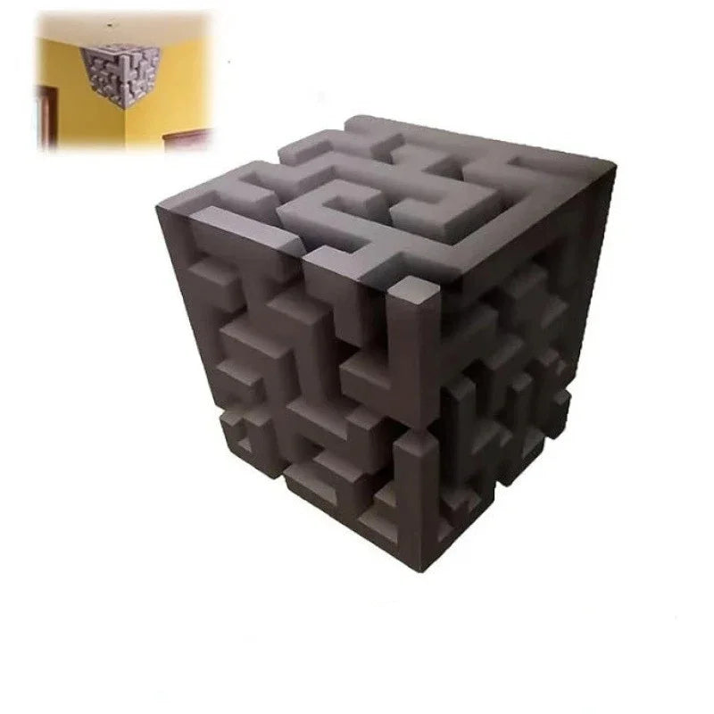 autocollants muraux 3d effet illusion optique motif labyrinthe gris contemporain adhésif amovible salon beautification